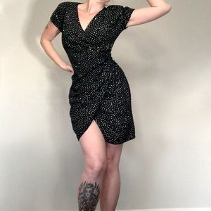 COPY - Vtg Lillie Rubin black sparkly wrap dress …
